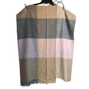 Women's Color Block Soft Wide Beige, Gray, Pale Pink Scarf 37" Long